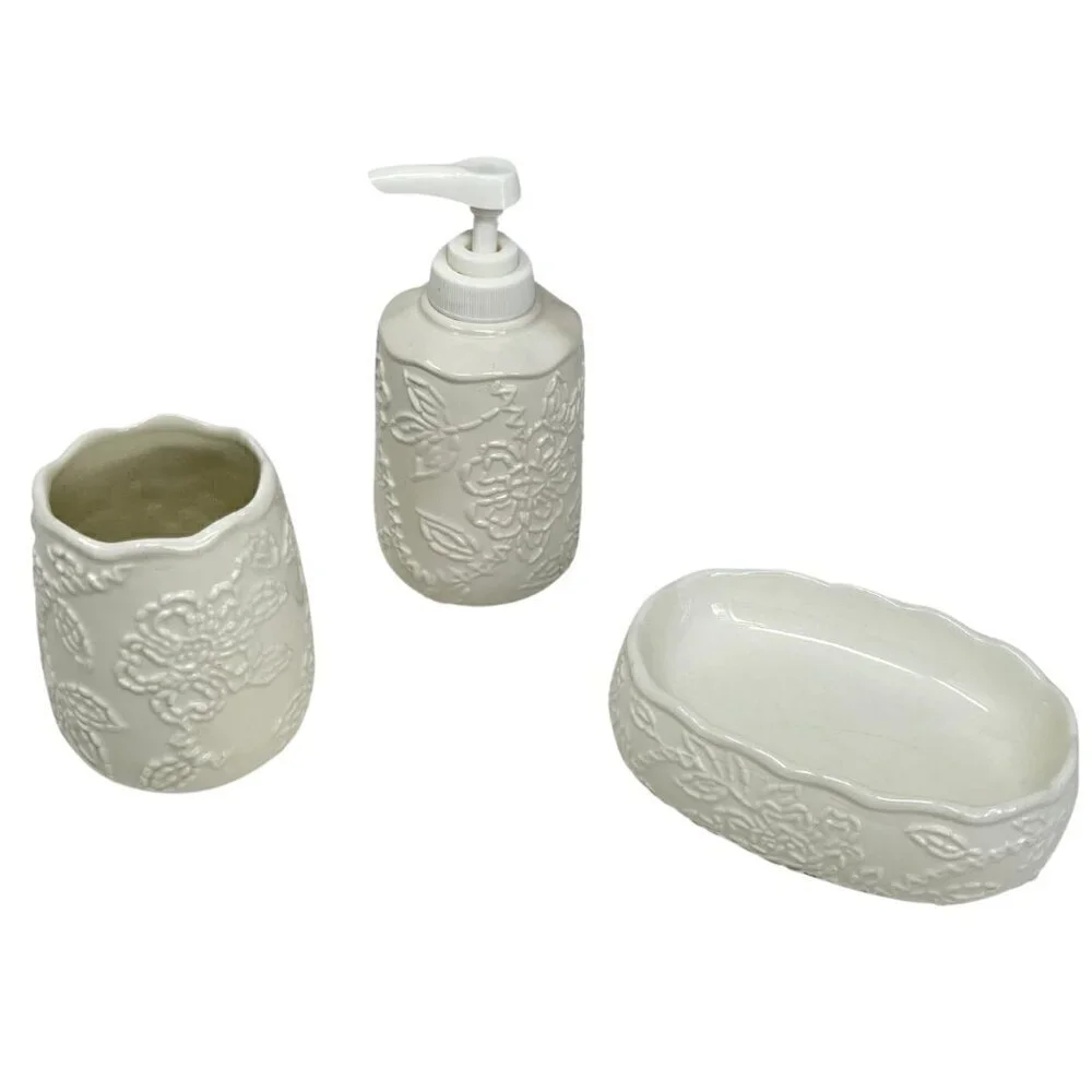 3 Piece Ceramic Bathroom Accessories Set